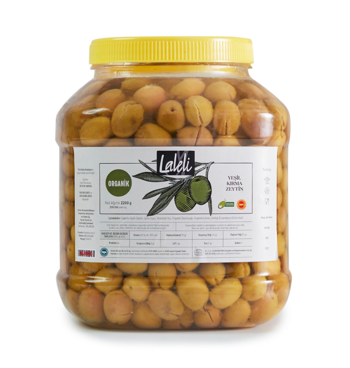 Organik Yeşil Kırma Zeytin 2,2kg. Pet Ambalaj  resmi