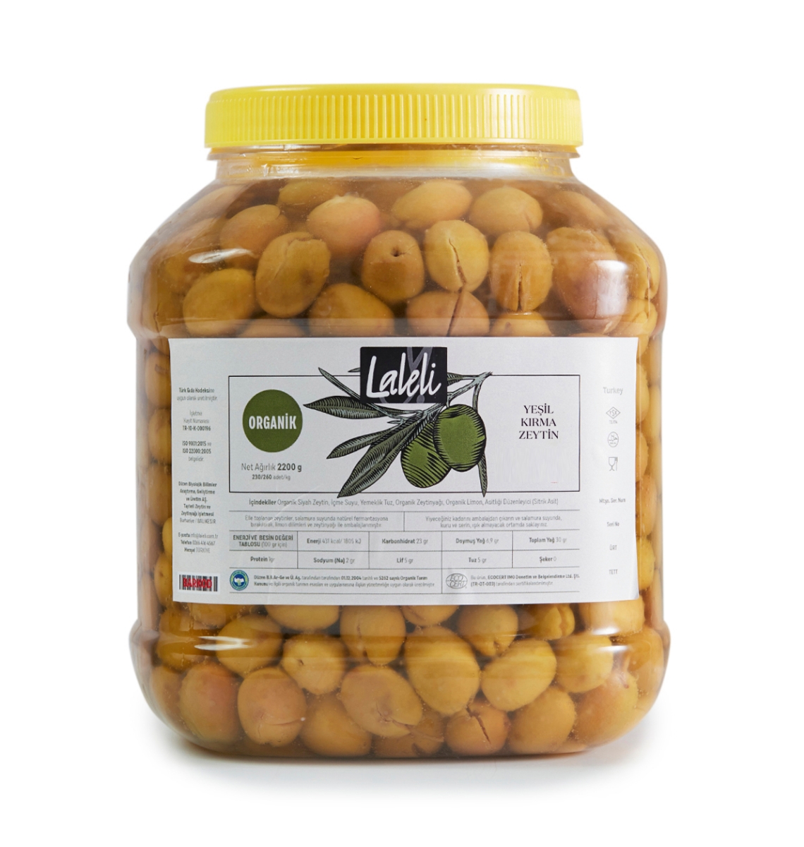Organik Yeşil Kırma Zeytin 2,2kg. Pet Ambalaj  resmi