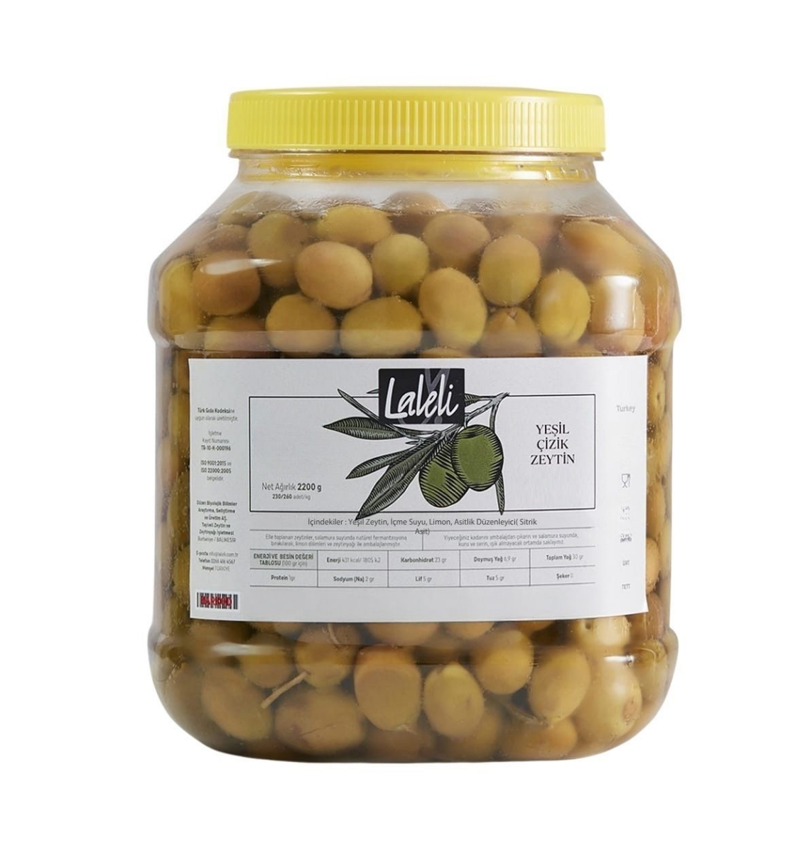 Yeşil Çizik Zeytin 2,2kg. Pet Ambalaj  resmi